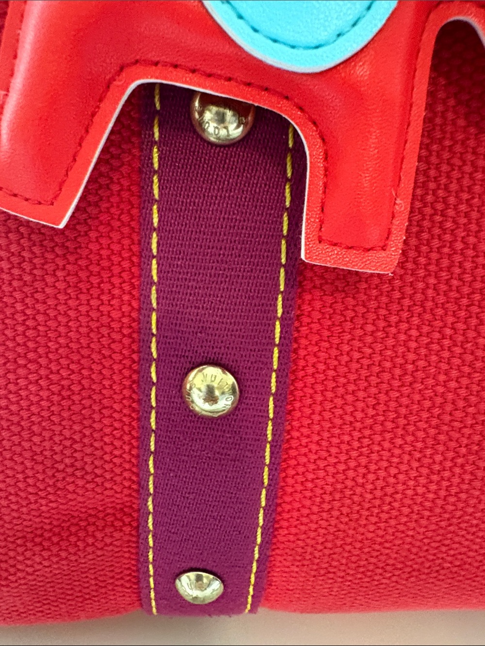 Louis Vuitton Antigua Cabas tote bag red canvas W/COA/ Horse Charm included -GUC - Picture 6 of 17